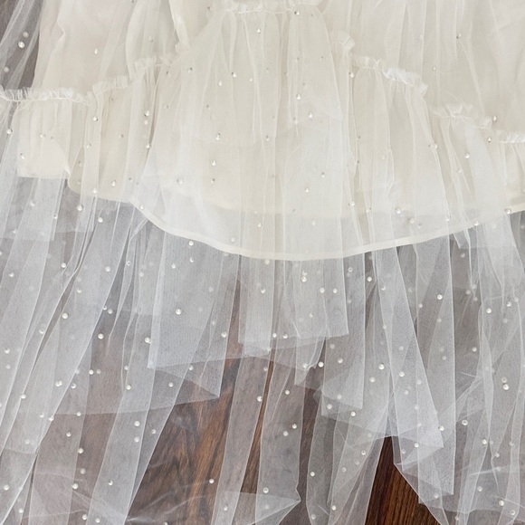 Maeve by Anthropologie  White Tulle with Pearls  Skirt - Picture 3 of 5